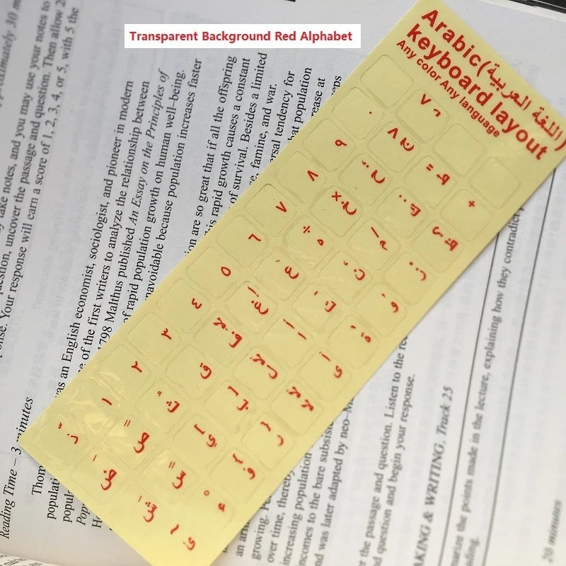 Eco-Environment Plastic White Black Red Arabic Letter Keyboard Stickers On Transparent Background