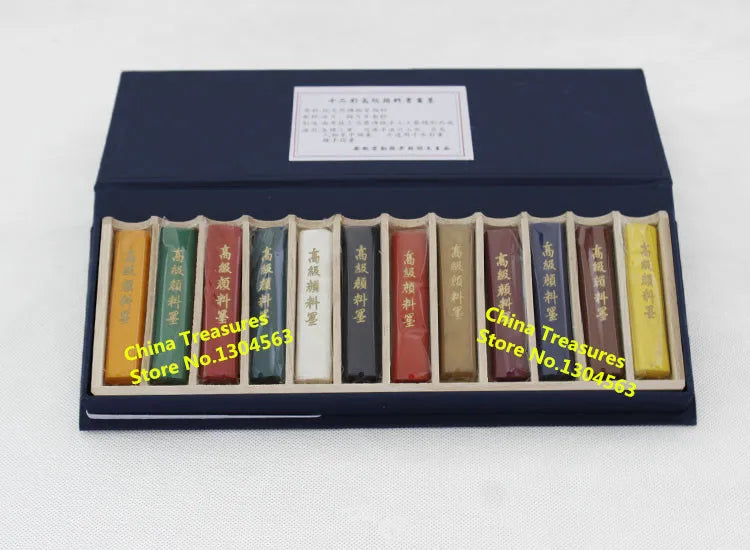 12pcs/set High Grade Chinese Traditional Color Ink Stick set Solid Ink Huishe Oldhukaiwen Calligraphy Painting Sumi-E Ink