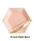 Black Series Gold Blocking Disposable Tableware Party Paper Plates Napkins Cups Straws Birthday Party Wedding New Year Decor