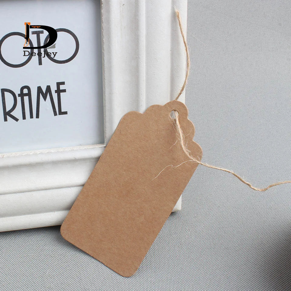 Wholesale 500pcs 4.5x9cm Blank price tag Kraft paper Gift tag with hemp cords DIY brown paper kraft label paper TAGGING