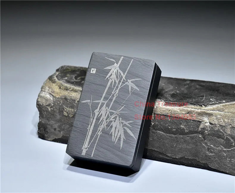 Chinese Inkstone Rectangle Calligraphy Ink stone student Ink Well with cover Inkwell Grinding Made of Natural stone Ink-well