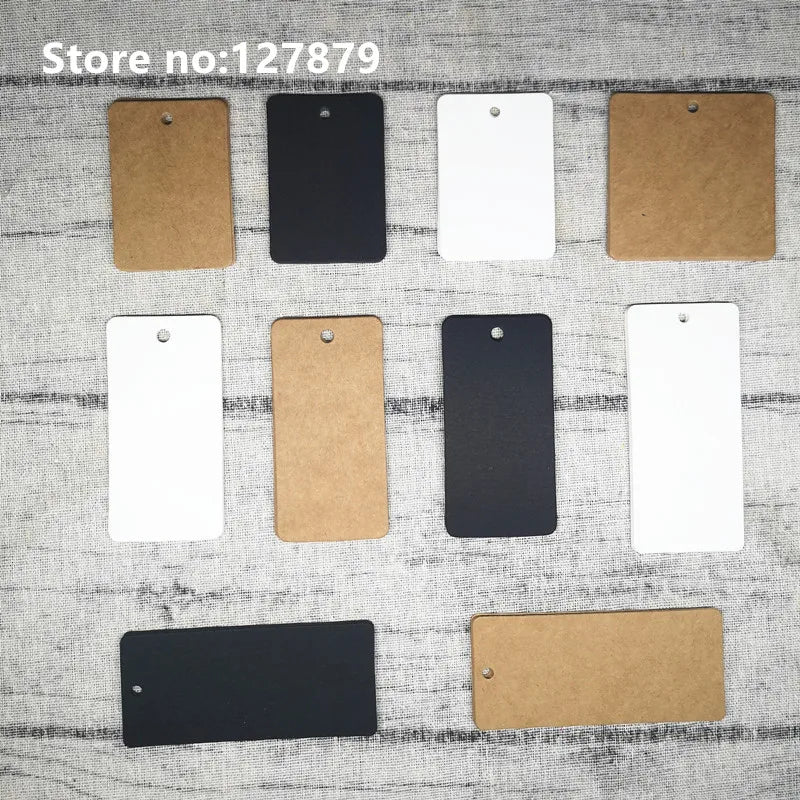 100PCS Multi Sizes Kraft Paper Labels DIY Crafts Packaging Blank Hang Tag Gift Wedding/Birthday Party Candy Boxes Price Tags