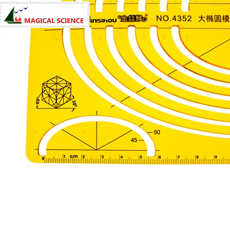Large oval template big ellipse drawing ruler plastic Semi-elliptical templates for students Flexible JSH4352