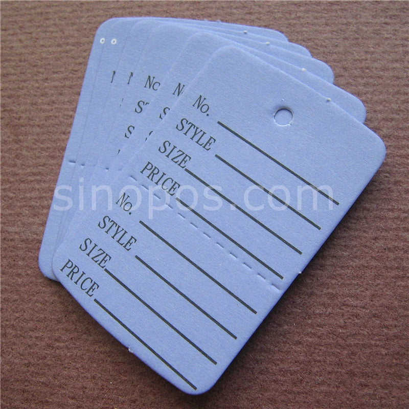 Small Perforated Coupon Price Tags Colorful, consignment shop label hang tag 2-parts stock control ticket inventory garment card