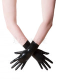 Sexy Black Latex Short Gloves Wrist Length for Women and Men Customize