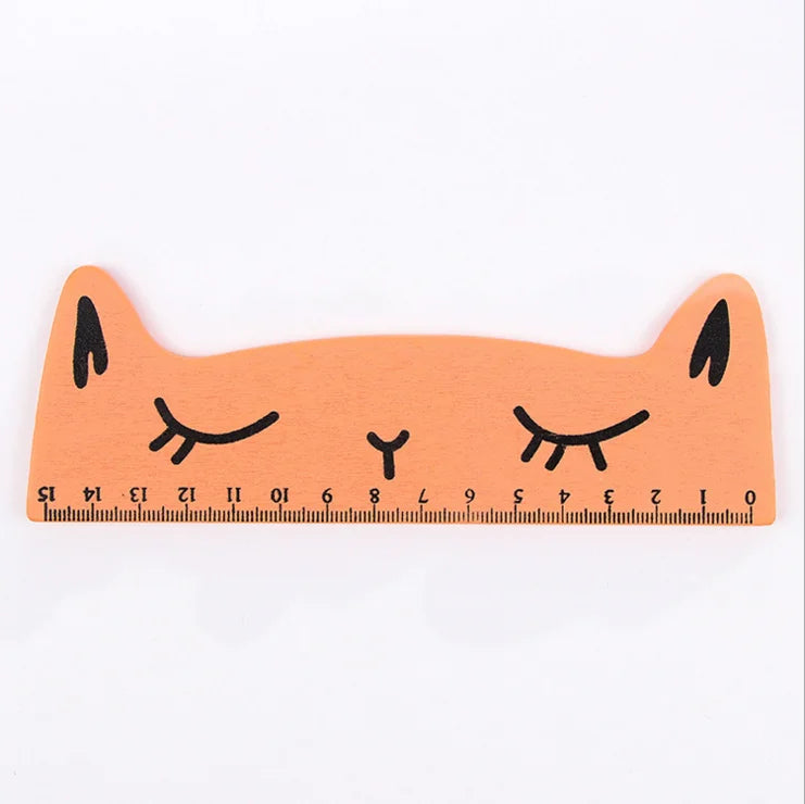 1 Pcs Lytwtw's Cute Kawaii Black Cat Kitten Straight Ruler Wooden Tools Cartoon Sewing Drawing Office School Stationery supplies