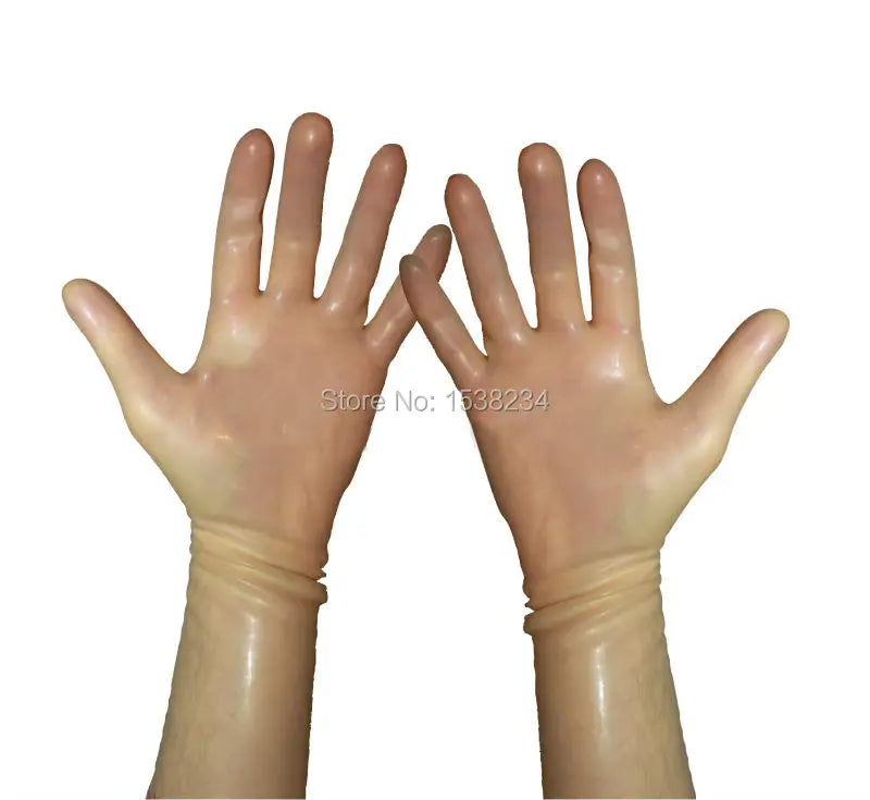 Latex Gloves Transparent Rubber Short LATEX gloves Size M cosplay gloves