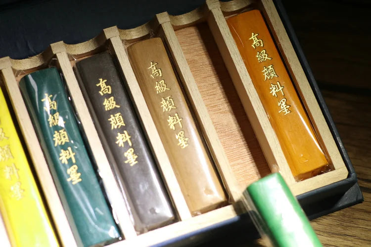 12pcs/set High Grade Chinese Traditional Color Ink Stick set Solid Ink Huishe Oldhukaiwen Calligraphy Painting Sumi-E Ink