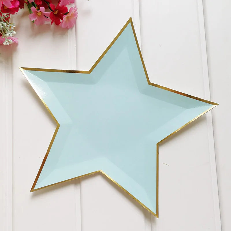 8Pcs Star Paper Plates Party Decoration Disposable Tableware for Dinner Cakes Birthday Wedding Party Supplies