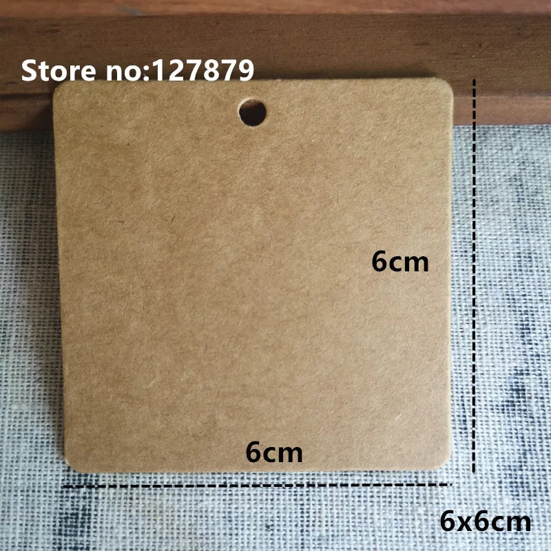 100PCS Multi Sizes Kraft Paper Labels DIY Crafts Packaging Blank Hang Tag Gift Wedding/Birthday Party Candy Boxes Price Tags