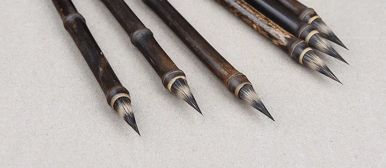 Luxurious Rabbit Mixed Hair Chinese Calligraphy Brush Pen Ancient Bamboo Small Regular Script Writing Drawing Brush Stationery