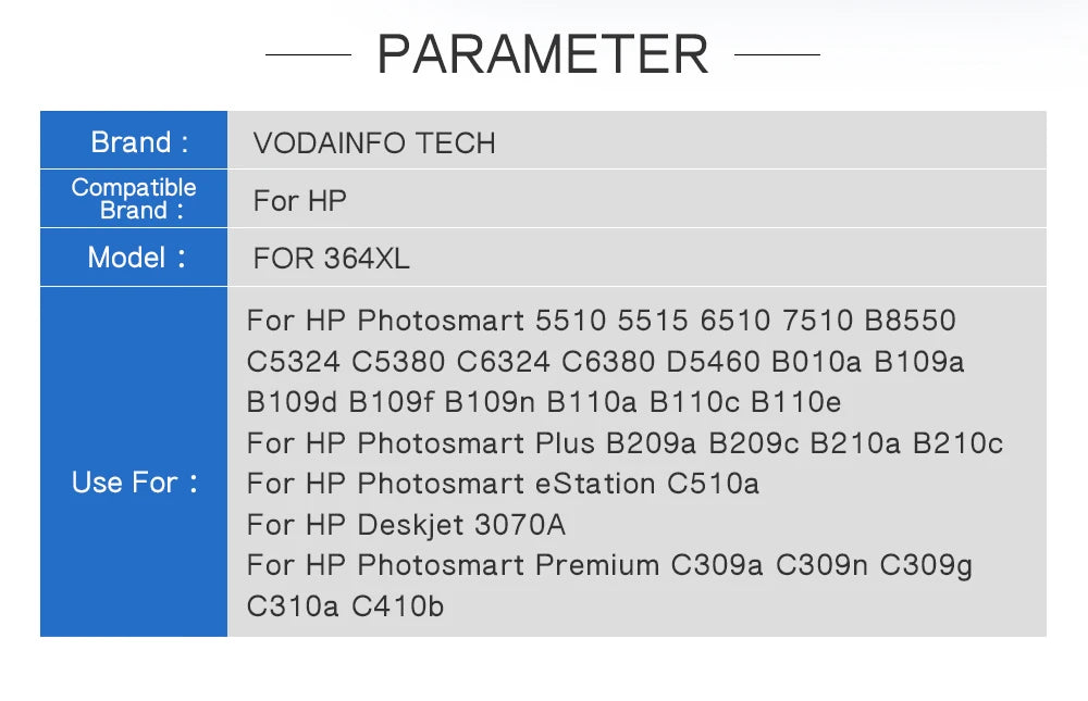 364XL Ink Cartridge For HP 364 HP364 XL Compatible Photosmart 5510 5515 6510 B010 B109 B209 Deskjet 3070A Printer