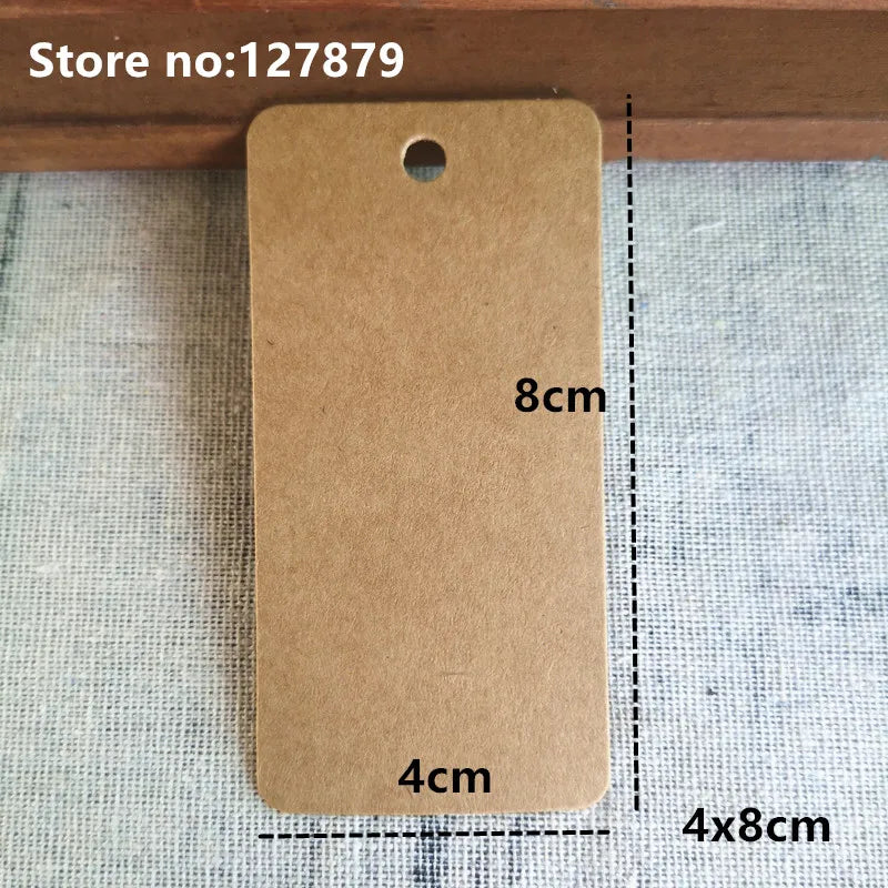 100PCS Multi Sizes Kraft Paper Labels DIY Crafts Packaging Blank Hang Tag Gift Wedding/Birthday Party Candy Boxes Price Tags