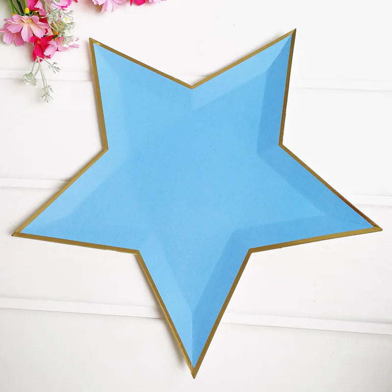 8Pcs Star Paper Plates Party Decoration Disposable Tableware for Dinner Cakes Birthday Wedding Party Supplies