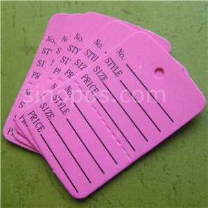 Small Perforated Coupon Price Tags Colorful, consignment shop label hang tag 2-parts stock control ticket inventory garment card