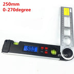 400mm / 250mm Digital Angle Finder Gauge 0-270 Degree Protractor Ruler Miltre Angle Finder Meter Spirit Level Back-Light