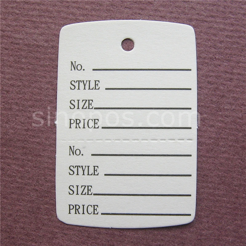 Small Perforated Coupon Price Tags Colorful, consignment shop label hang tag 2-parts stock control ticket inventory garment card