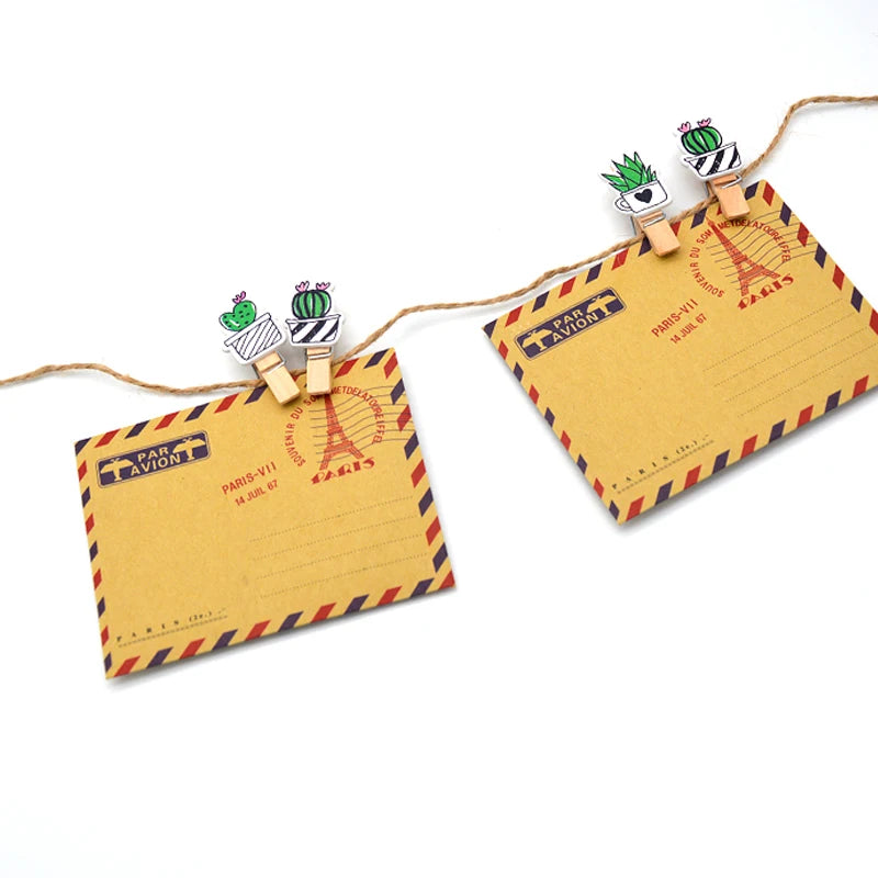 10 Pcs/Set Colored Cute Cactus Wooden Clip Memo Paper Clothespin Craft Postcard Stationery For Photo Decoration Clips Pegs