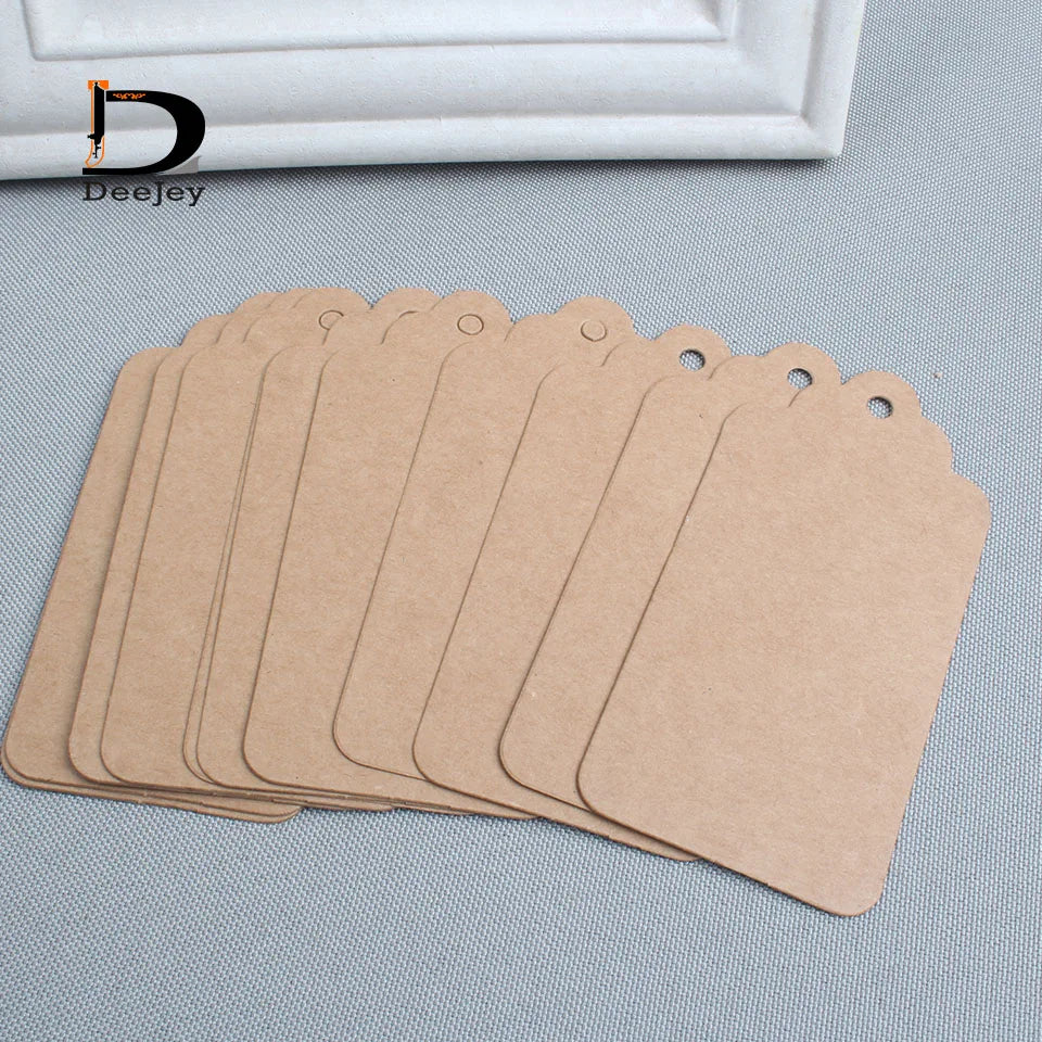 Wholesale 500pcs 4.5x9cm Blank price tag Kraft paper Gift tag with hemp cords DIY brown paper kraft label paper TAGGING