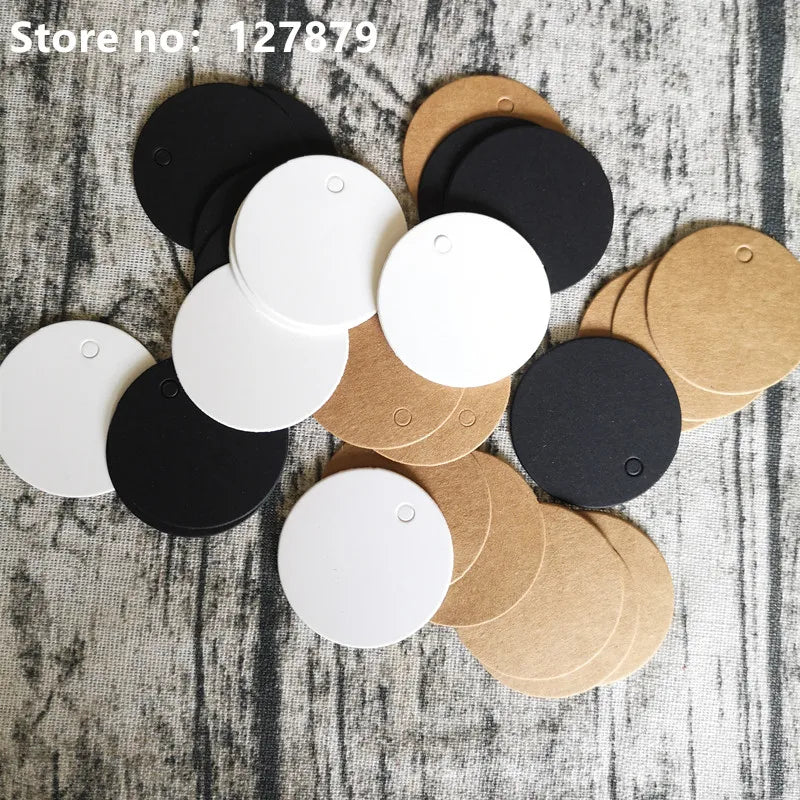 100pcs Kraft Multiple Sizes Paper Tags Round Luggage Note Wedding Invitations Cards Blank Gift Price Hang Tag Christmas Decor