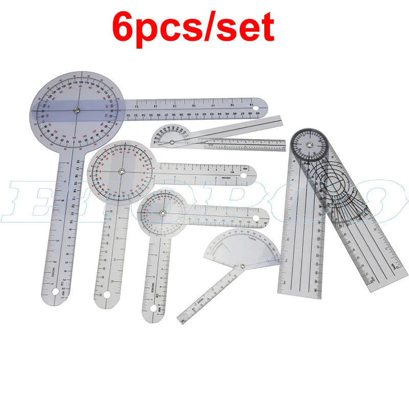 6pcs/set 5pcs 3pcs/set Protractors Multi-Ruler Spinal Finger Goniometer Angle Medical Spinal Ruler 180/360 Degree Measuring Tool