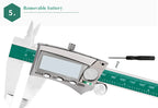 FUJIWARA Digital Display Stainless Steel Calipers 0-150mm 1/64 Fraction/MM/Inch LCD Electronic Vernier Caliper IP54 Waterproof