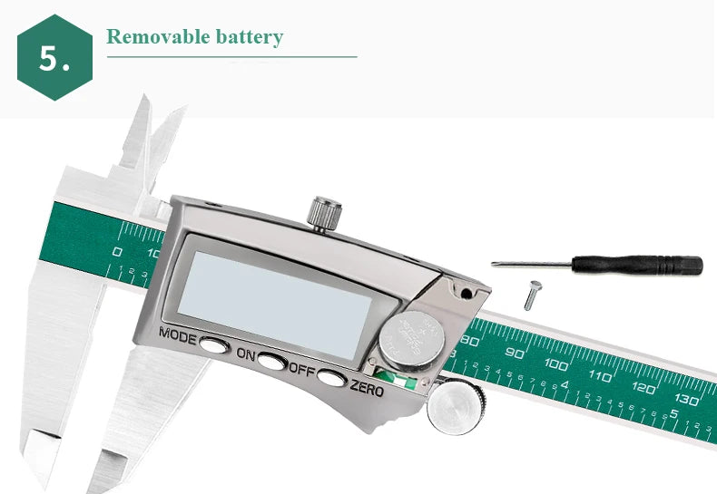 FUJIWARA Digital Display Stainless Steel Calipers 0-150mm 1/64 Fraction/MM/Inch LCD Electronic Vernier Caliper IP54 Waterproof