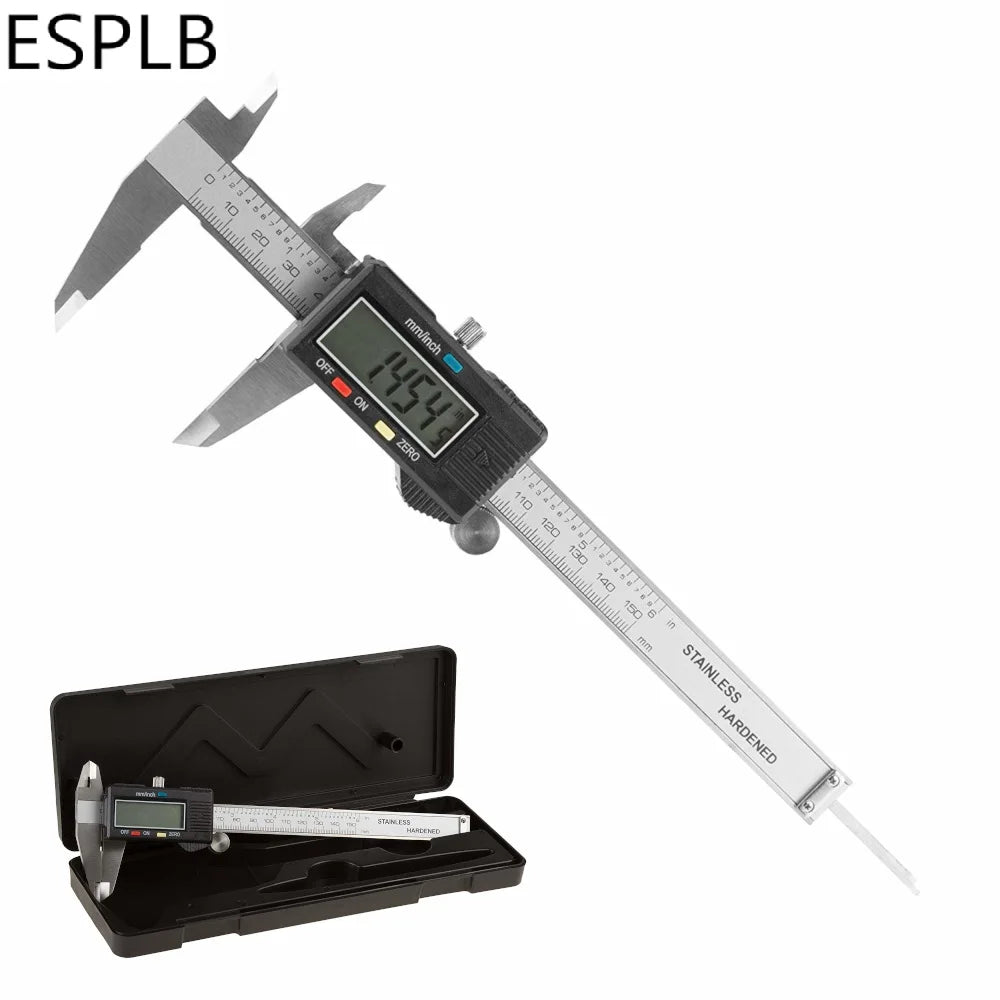 ESPLB Stainless Steel Caliper Electronic LCD Digital Vernier Scale Caliper 6 inch 6'' 150mm Measuring Tool Calipers