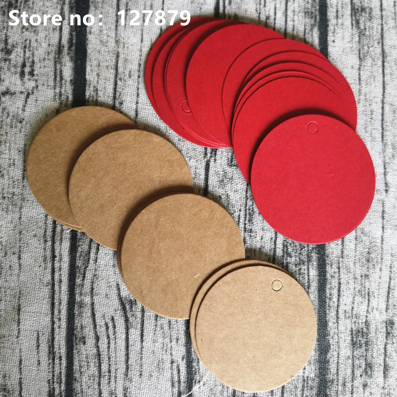 100pcs Kraft Multiple Sizes Paper Tags Round Luggage Note Wedding Invitations Cards Blank Gift Price Hang Tag Christmas Decor