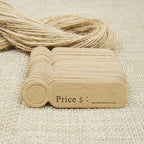 5*1.3cm cute shape kraft paper blank price label tag 100pcs +100pcs hemp string for production price tag description