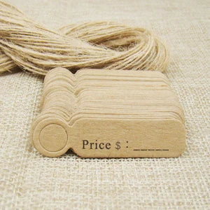 5*1.3cm cute shape kraft paper blank price label tag 100pcs +100pcs hemp string for production price tag description