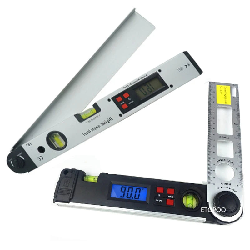 400mm / 250mm Digital Angle Finder Gauge 0-270 Degree Protractor Ruler Miltre Angle Finder Meter Spirit Level Back-Light