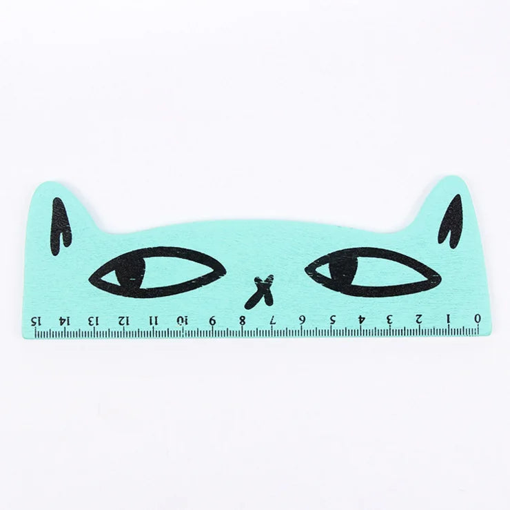 1 Pcs Lytwtw's Cute Kawaii Black Cat Kitten Straight Ruler Wooden Tools Cartoon Sewing Drawing Office School Stationery supplies