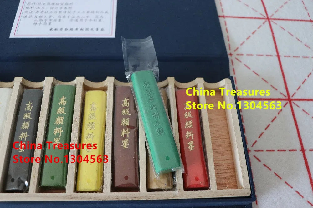 12pcs/set High Grade Chinese Traditional Color Ink Stick set Solid Ink Huishe Oldhukaiwen Calligraphy Painting Sumi-E Ink