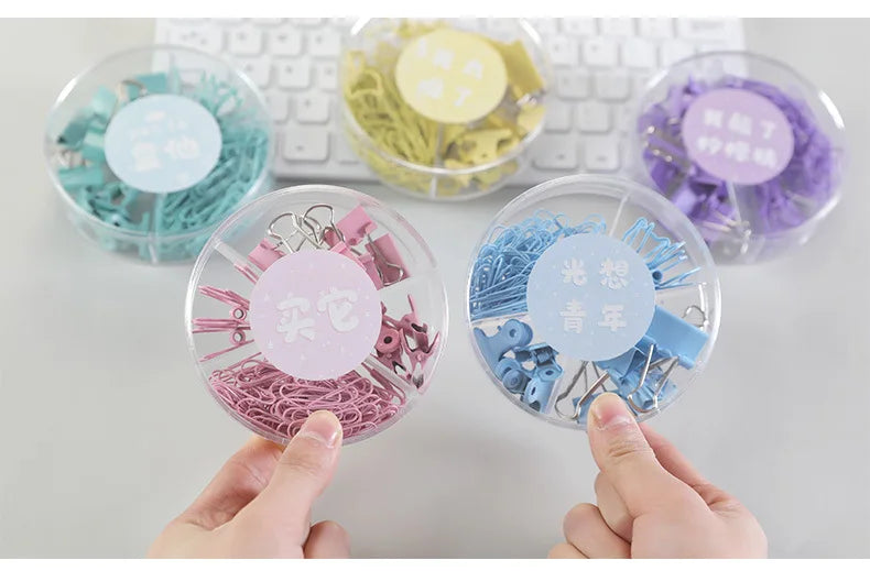 80Pcs/lot Color Binder Clips Set Mint Green Pink blue Multi Paper Clips Kawaii Stationery Office Accessories School Supplies