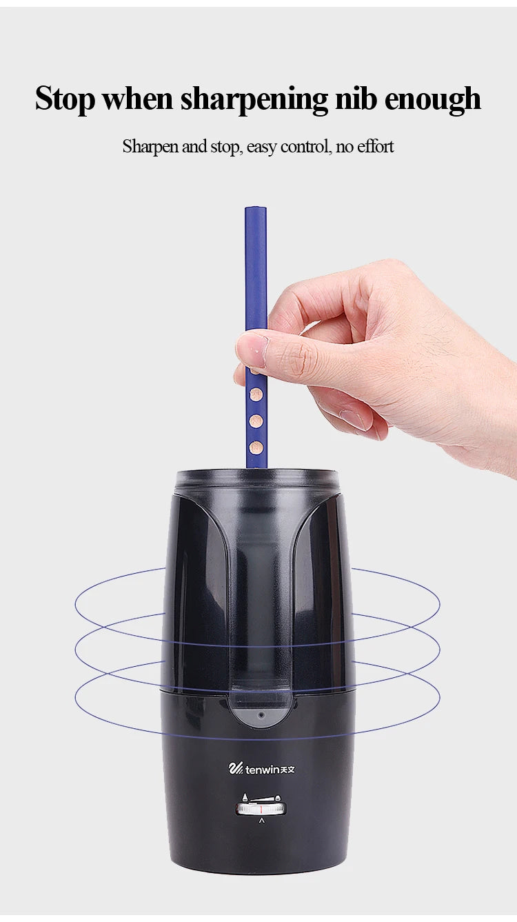 Tenwin 8028 Electric Pencil Sharpener Automatic Mechanical Pencil Sharpener Thick/Fine Nib/Tip Adjustable Student Sketch Drawing