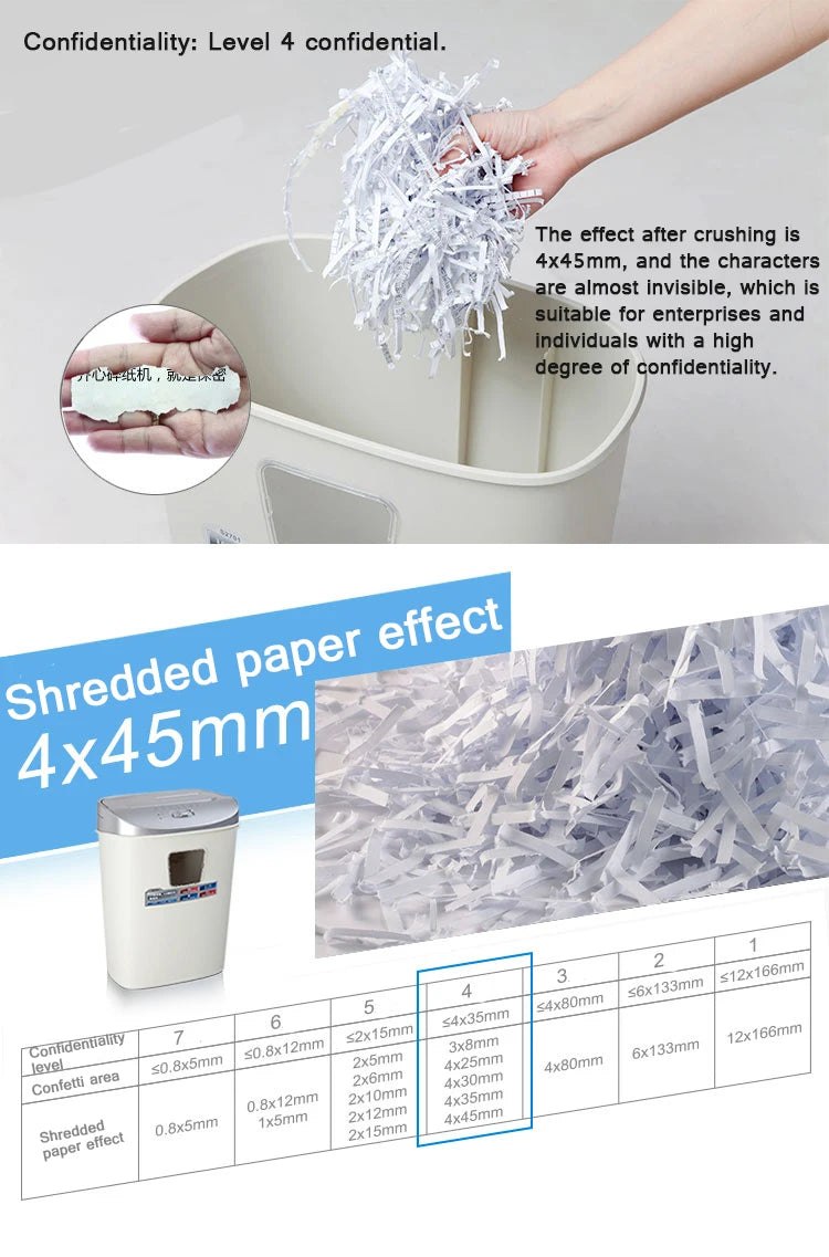 21L Small Portable Shredder Office Home Multifunctional 4 Level Confidential Paper Document Disc Grinder Crusher Destroyer 1pc