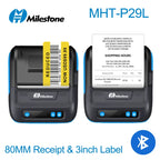 Milestone 80mm 2inch Wireless Bluetooth Thermal  Receipt Printer Receipt Label Maker Portable Sticker Label Printer Portable