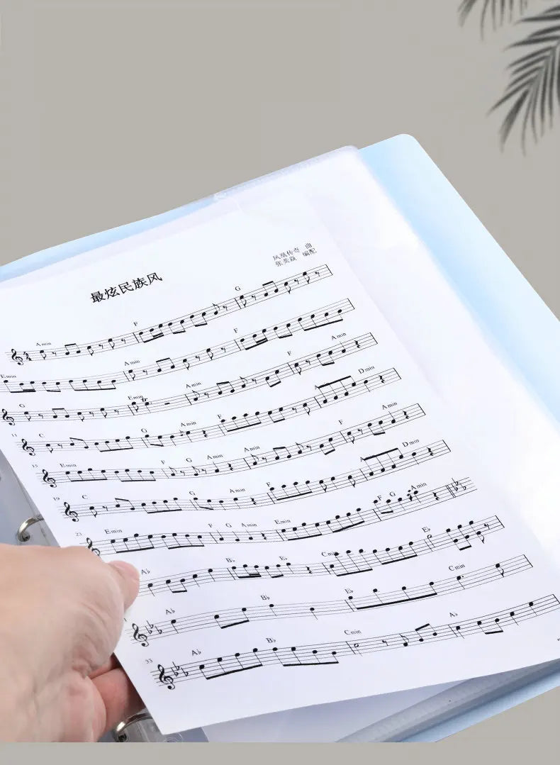 Piano Music Binder A4 3-Rings Sheet Music Folder Transparent Sleeves Music Scores A4 Folder With Rings