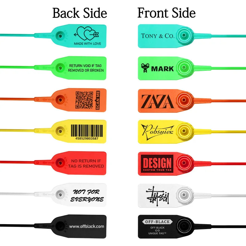 Pobsuier 100Pcs Custom Plastic Labels Clothing Brand Tag Disposable Personalized Security Hang Tags for Clothes Shoes 180mm/7.1"