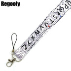 Letters Anime Lanyard Badge Holder ID Card Lanyards Mobile Phone Rope Key Lanyard Neck Straps Keychain Key Ring