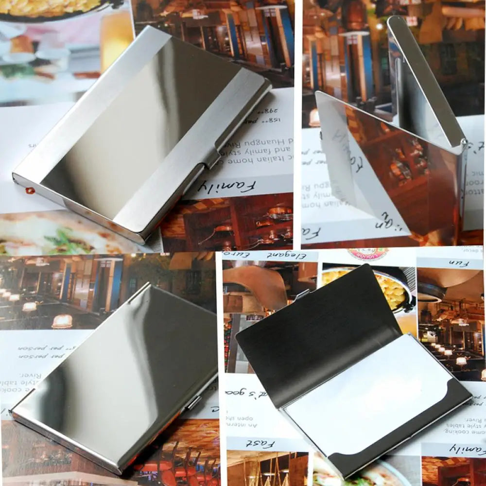 2022 New Waterproof Stainless Steel Business ID Credit Card Holder Luxury Silver Aluminium Case Cover Unisex Card Wallet