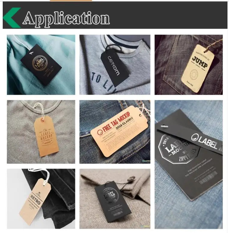 200pcs Custom Vintage Paper Hangtag Clothing Price Size Hang Tag 400g 800g Wood Paper with CMYK Logo Printing Recycled Cardboard