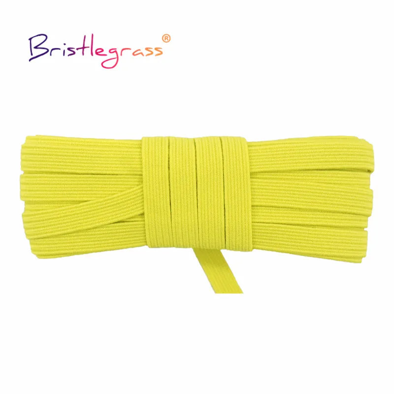 BRISTLEGRASS 2 5 10 Yard Flat Skinny Elastic Cord 1/4" 6mm Latex Rubber Bands Stretch String Notebook Ear Loop Dress Sewing Trim