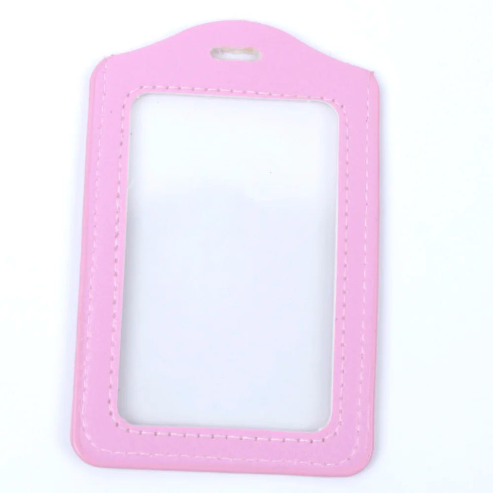 Pu Leather Card Holders Id Badge Case Clear And Color Border Lanyard Holes Bank Credit Id Badge Holders Accessories Wholesales