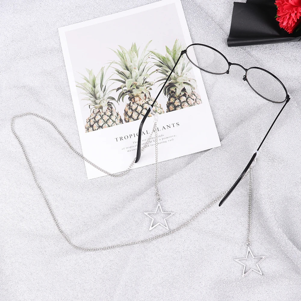 New Fashion Women Eyeglass Chain Hollow Star Pearl Beaded Sunglasses Reading Glasses Lanyard Eyewear Holder Neck Strap Rope