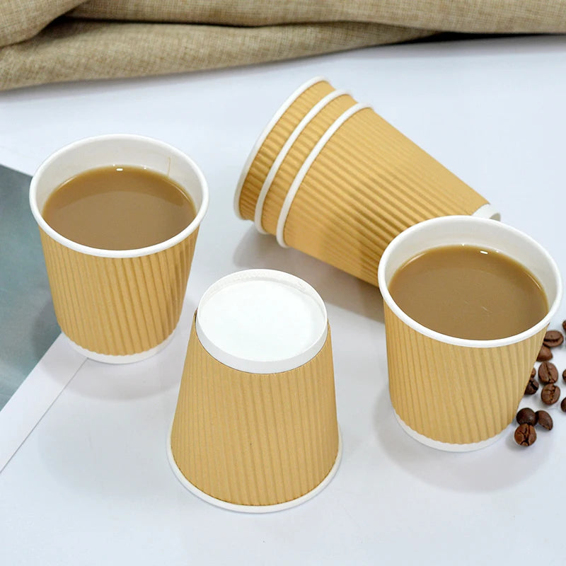 100pcs/pack 7oz Thick Paper Cup Disposable Kraft Coffee Cup Hot Drinking Party Supplies