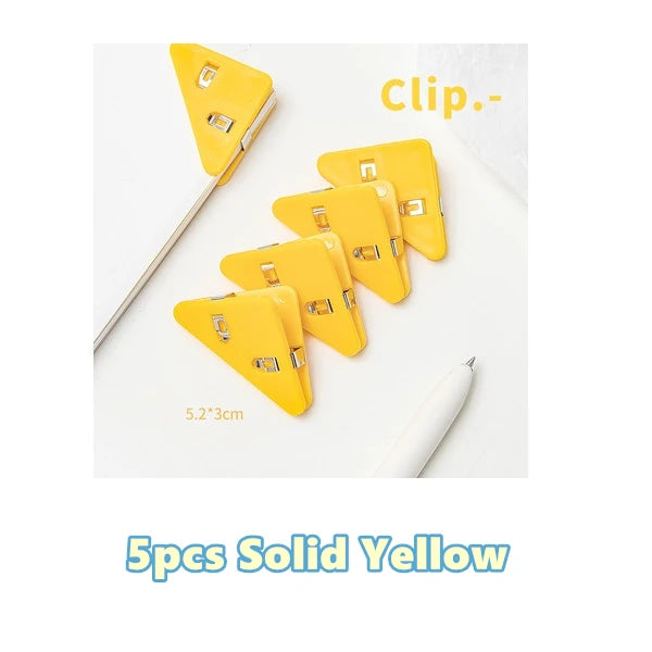 5pcs Mini Color Corner Clips Set Transparent & Solid Colorful Page Holder Paper Clip Clamp File Index Photo Office School A6692