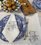 Customized Victorian Monogrammed Embroidered Dinner Napkins Placemat，Elegant Design for Wedding, Party, Gift