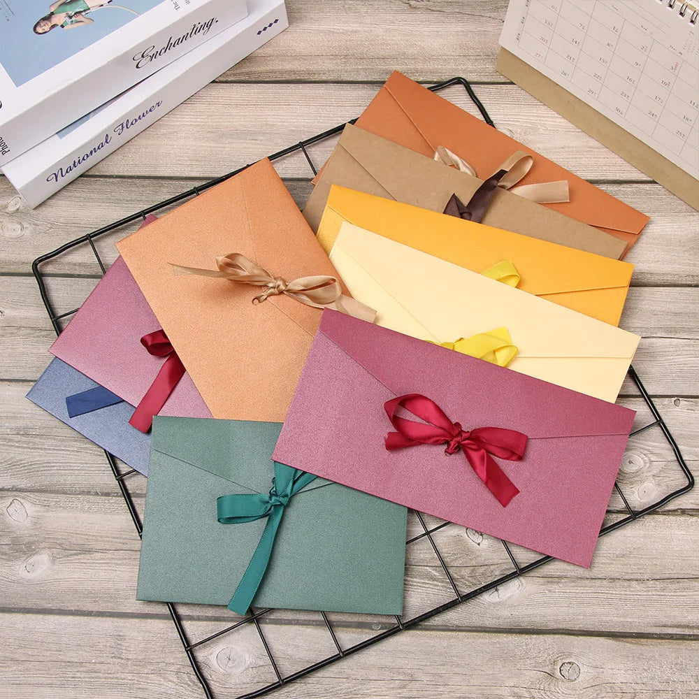 Beautiful Classic Retro Multicolor tie Pearl paper envelopes on Kraft for wedding invitation gift envelope  Greeting Card Bag